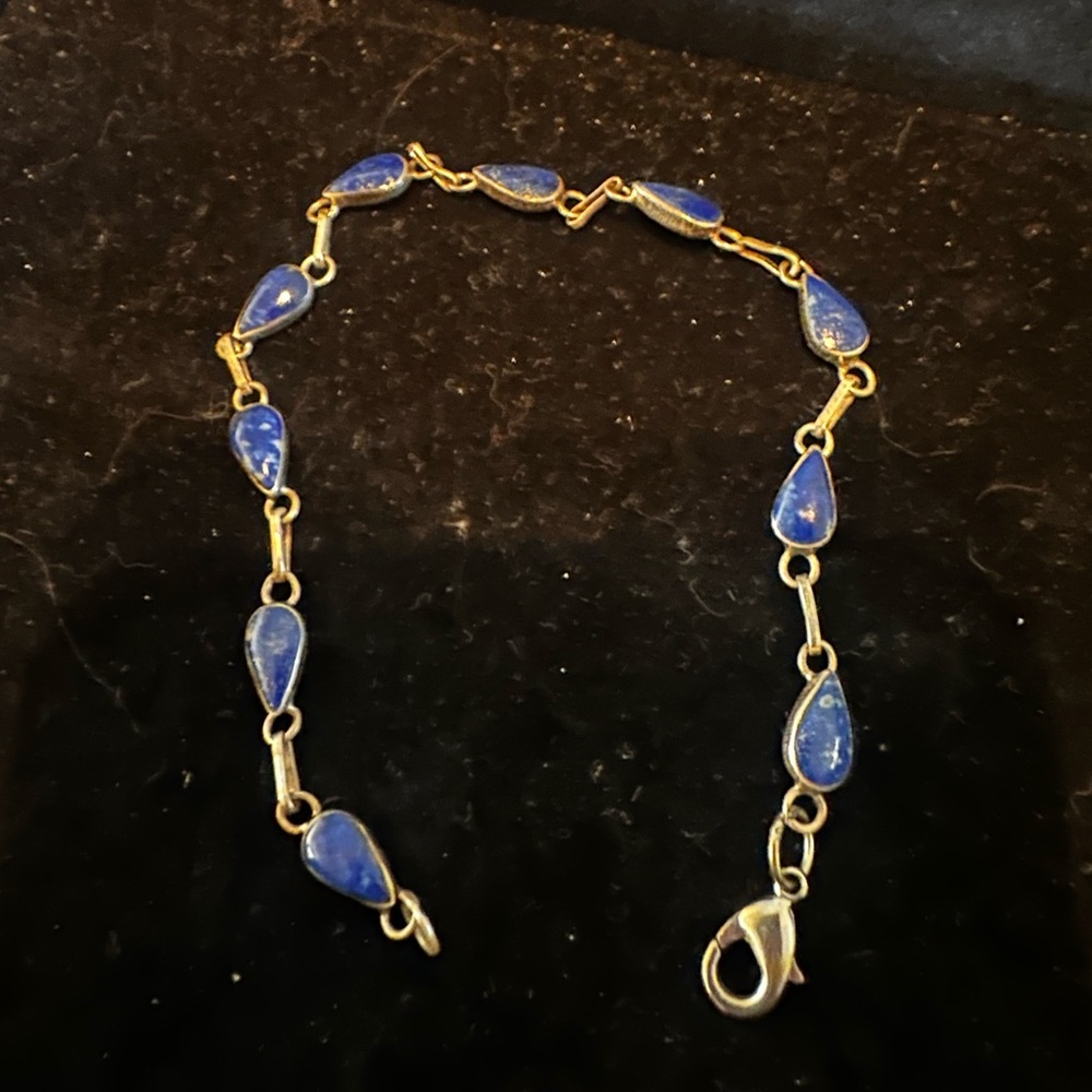 Lapis Lazuli Pear Shape Stones & 950 Silver